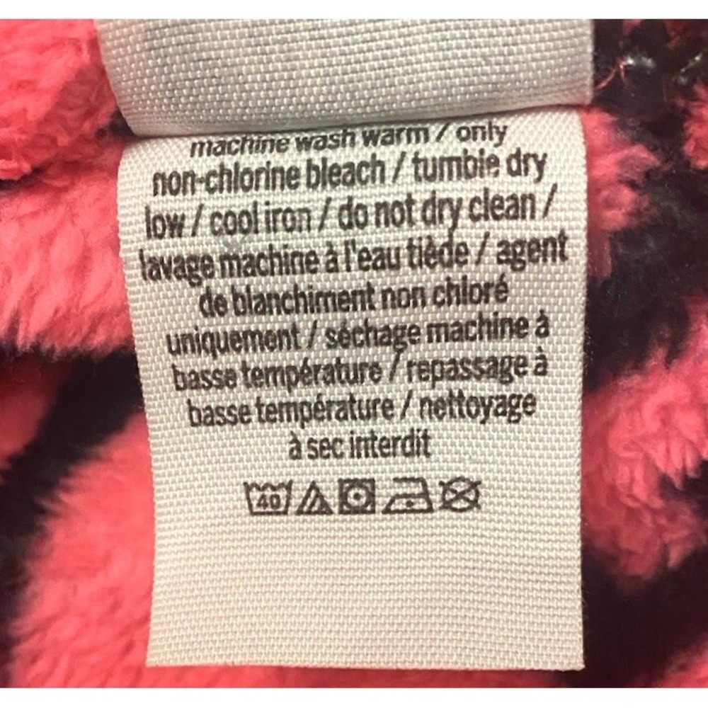 Victorias Secret PINK Womens Plush Robe Hot Pink & Black All Over Logo XS Comfy - Picture 5 of 5